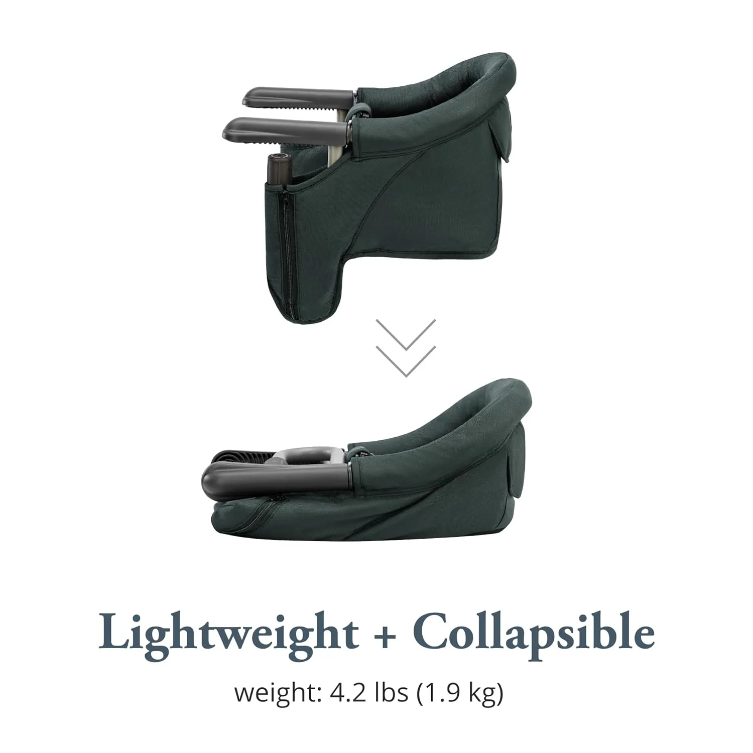 Inglesina Fast Table Chair, Dark Green - Portable Baby High Chair - for Babies & Toddlers up to 37 lbs - Collapsible - Fits Tables 0.8'' to 3.5'' Thick - Compact & Easy to Use - Travel Bag Included