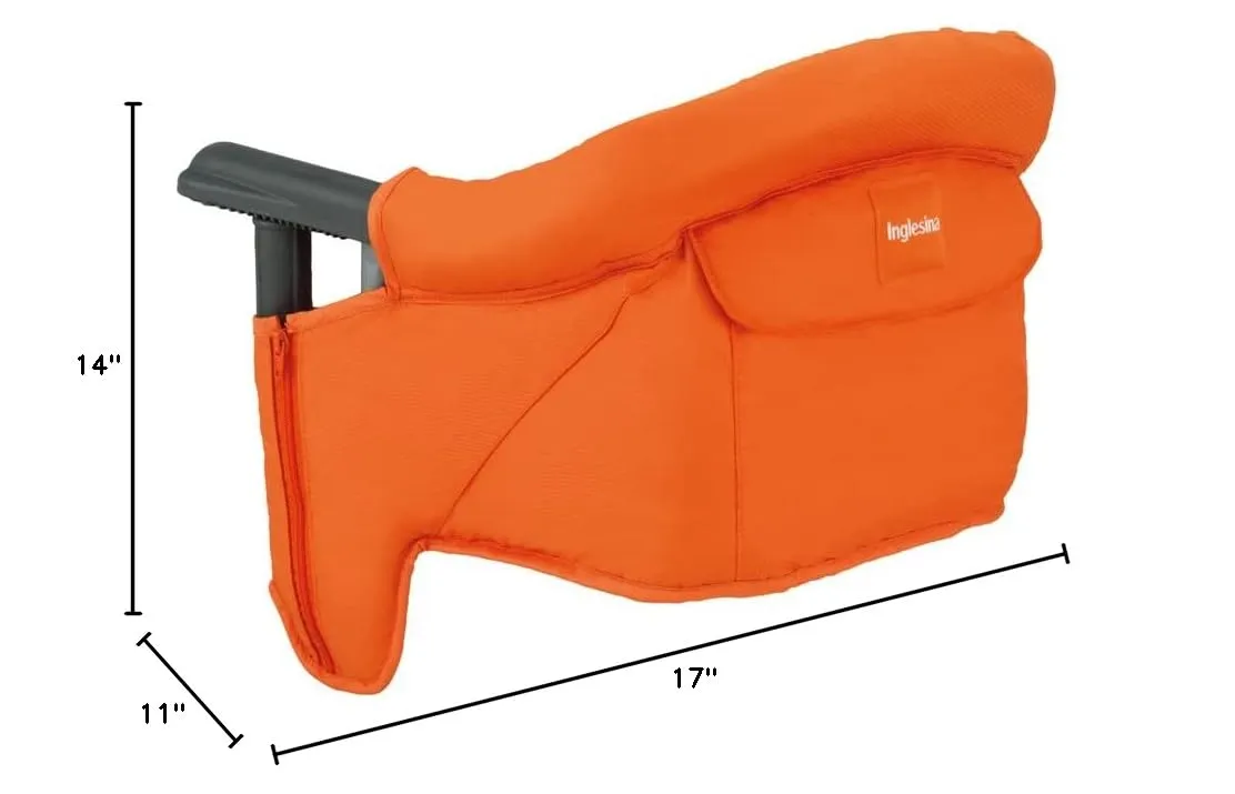 Inglesina Fast Table Chair - Orange   Fast Dining Tray - Portable High Chair for Baby & Toddlers, Infant 6-36 Months - Fits Tables 0.8'' to 3.5'' - Collapsible and Compact Design - Carry Bag Included