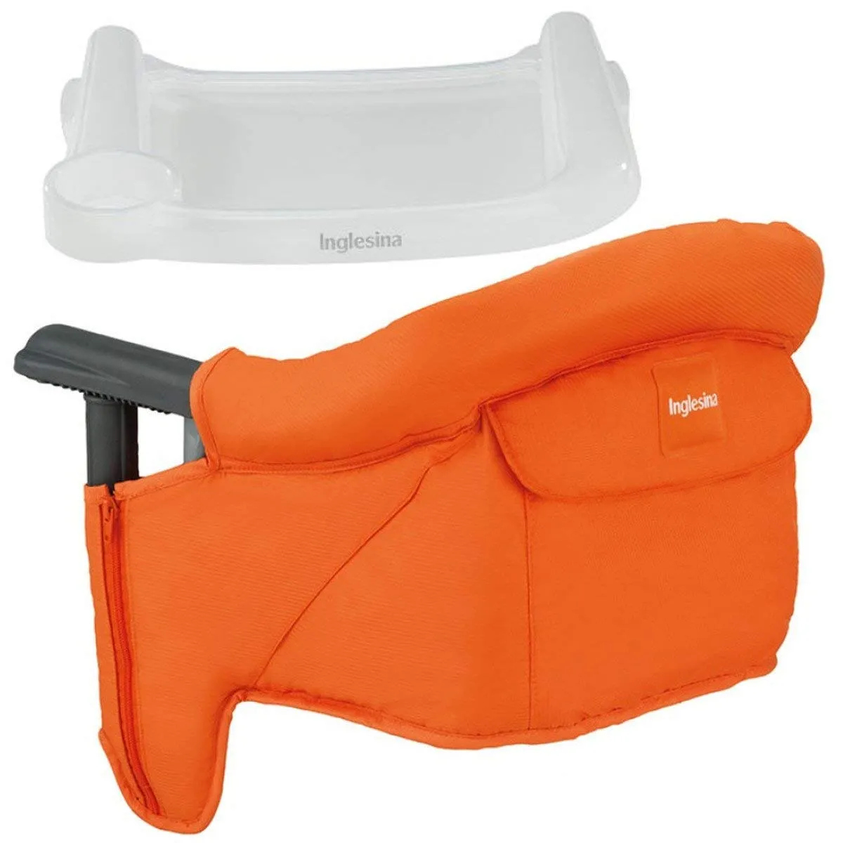 Inglesina Fast Table Chair - Orange   Fast Dining Tray - Portable High Chair for Baby & Toddlers, Infant 6-36 Months - Fits Tables 0.8'' to 3.5'' - Collapsible and Compact Design - Carry Bag Included