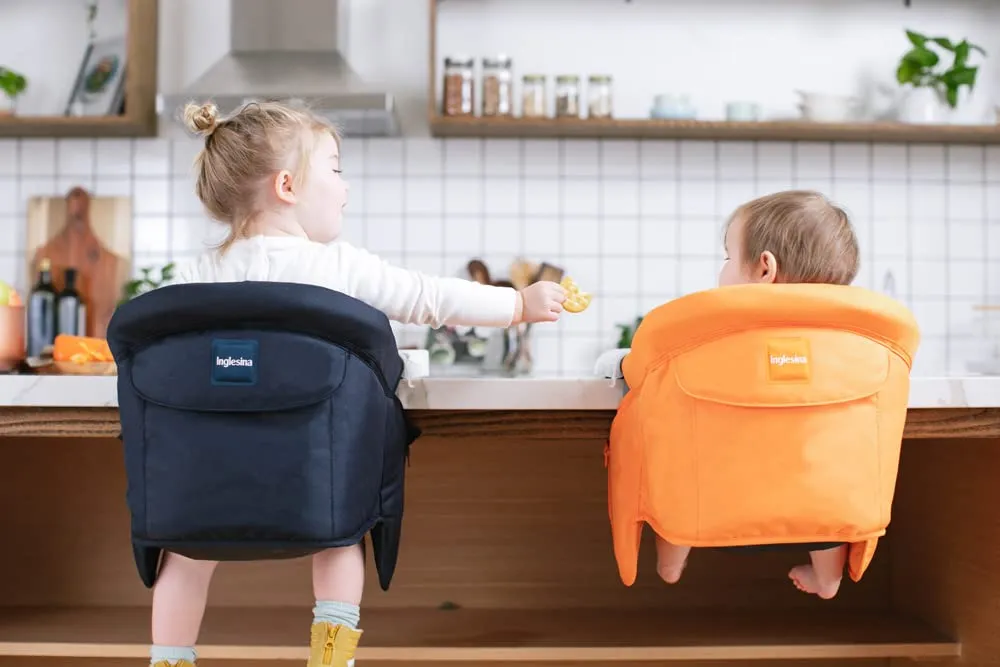 Inglesina Fast Table Chair - Orange   Fast Dining Tray - Portable High Chair for Baby & Toddlers, Infant 6-36 Months - Fits Tables 0.8'' to 3.5'' - Collapsible and Compact Design - Carry Bag Included