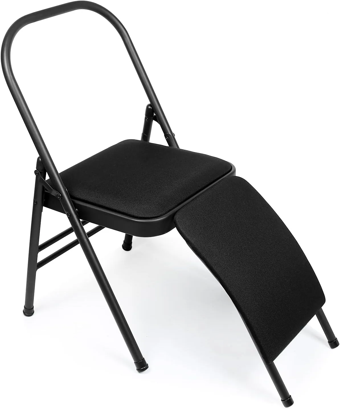 INNOLIFE Yoga Auxiliary Chair with Lumbar Back Support for Abs & Core, Foldable Balance Training Yoga Chair, Flexibility and Strength Training and Back Pain Relieving (Black)