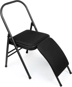 INNOLIFE Yoga Auxiliary Chair with Lumbar Back Support for Abs & Core, Foldable Balance Training Yoga Chair, Flexibility and Strength Training and Back Pain Relieving (Black)