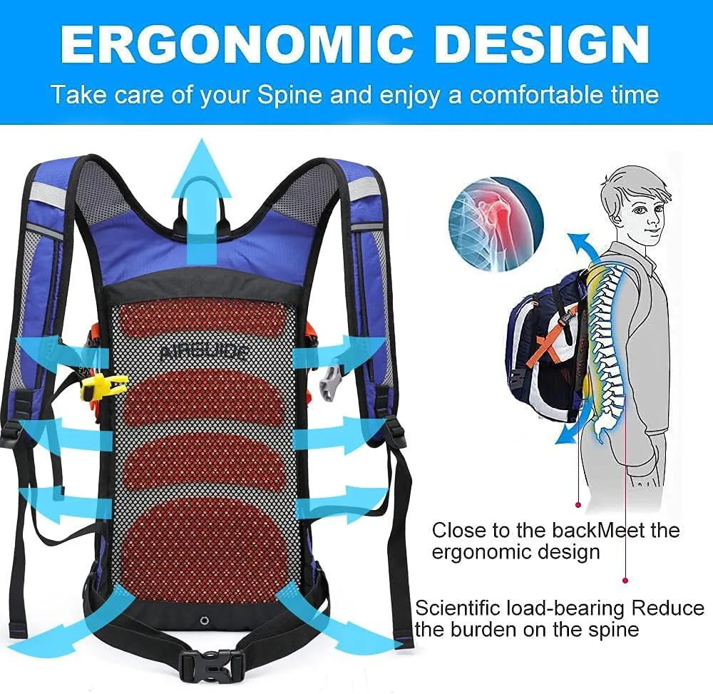 INOXTO Hydration Pack Backpack，18L Hydration Pack Lightweight Water Backpack with 2L Water Bladder Bag Daypack for Hiking Running Cycling Camping Hunting for Women Men