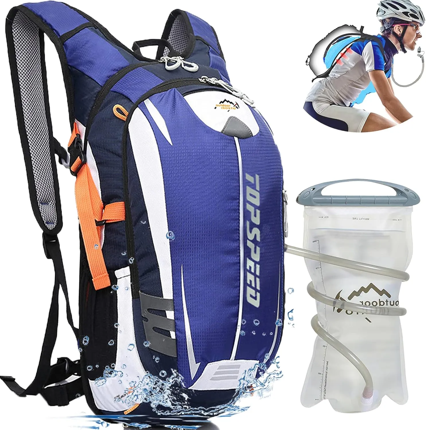 INOXTO Hydration Pack Backpack，18L Hydration Pack Lightweight Water Backpack with 2L Water Bladder Bag Daypack for Hiking Running Cycling Camping Hunting for Women Men