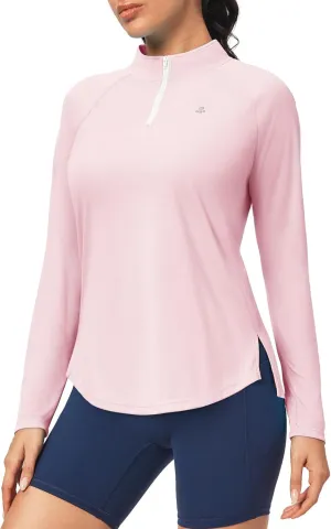 IUGA Rash Guard for Women UPF 50  Golf Shirts for Woman UV Protection Shirts Quarter Zip Workout Shirt