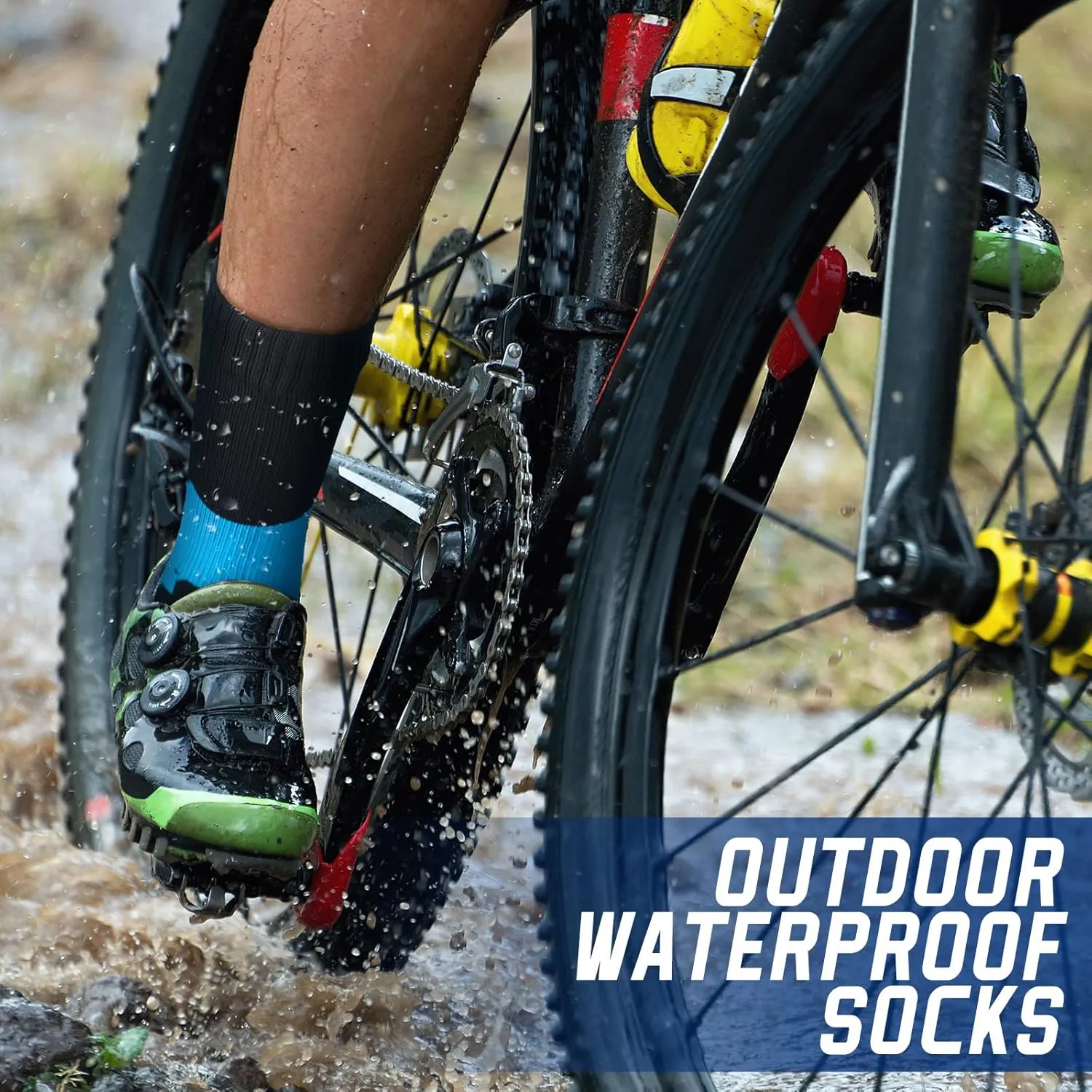 Janmercy 3 Pairs Unisex Waterproof Socks Breathable Knit Socks for Men Women for Hiking Wading Running Skiing, 3 Colors