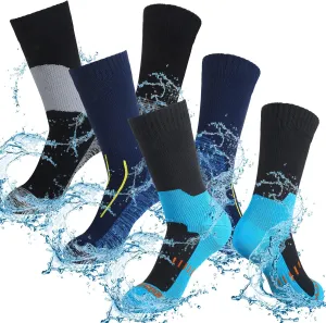 Janmercy 3 Pairs Unisex Waterproof Socks Breathable Knit Socks for Men Women for Hiking Wading Running Skiing, 3 Colors
