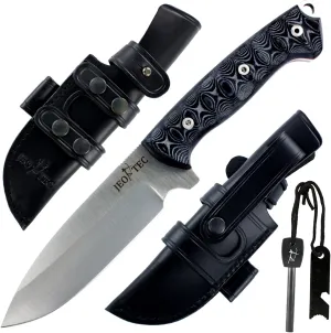 JEO-TEC Nº29 Bushcraft Survival Hunting Camping Knife - MOVA-58 Stainless Steel - 10'' Overall - Fixed Blade Knife with Sheath - Handmade in Spain