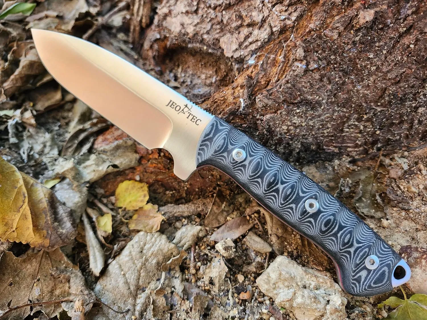 JEO-TEC Nº29 Bushcraft Survival Hunting Camping Knife - MOVA-58 Stainless Steel - 10'' Overall - Fixed Blade Knife with Sheath - Handmade in Spain