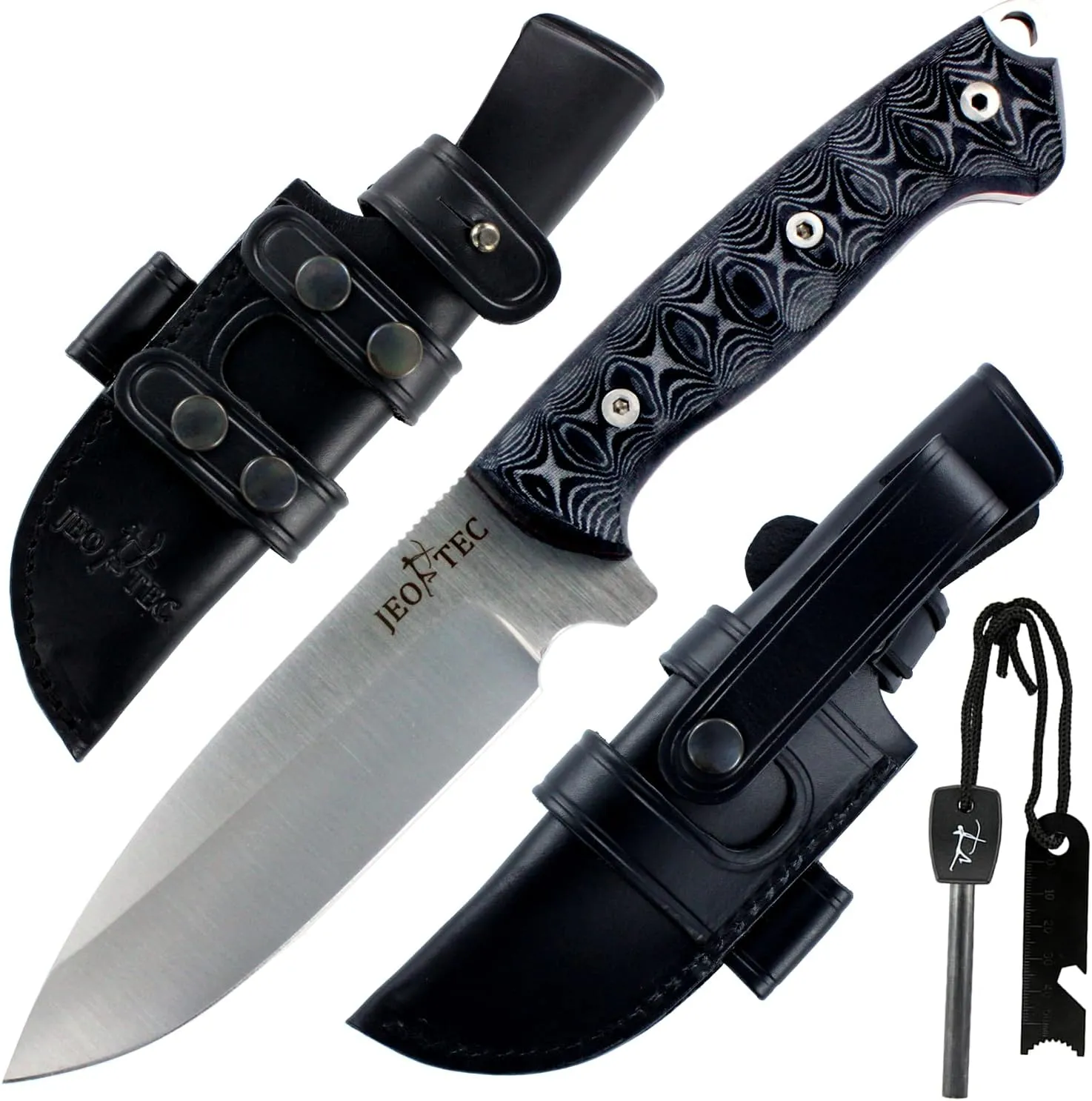 JEO-TEC Nº29 Bushcraft Survival Hunting Camping Knife - MOVA-58 Stainless Steel - 10'' Overall - Fixed Blade Knife with Sheath - Handmade in Spain