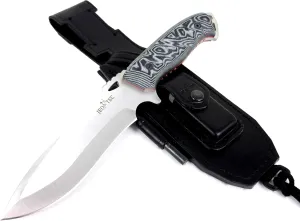 JEO-TEC Nº43 Full Tang Bushcraft Survival Hunting Knife with Sheath - MOVA Stainless Steel - 11" Fixed Blade Knife with Sharpener & Fire Starter for Camping and Outdoor