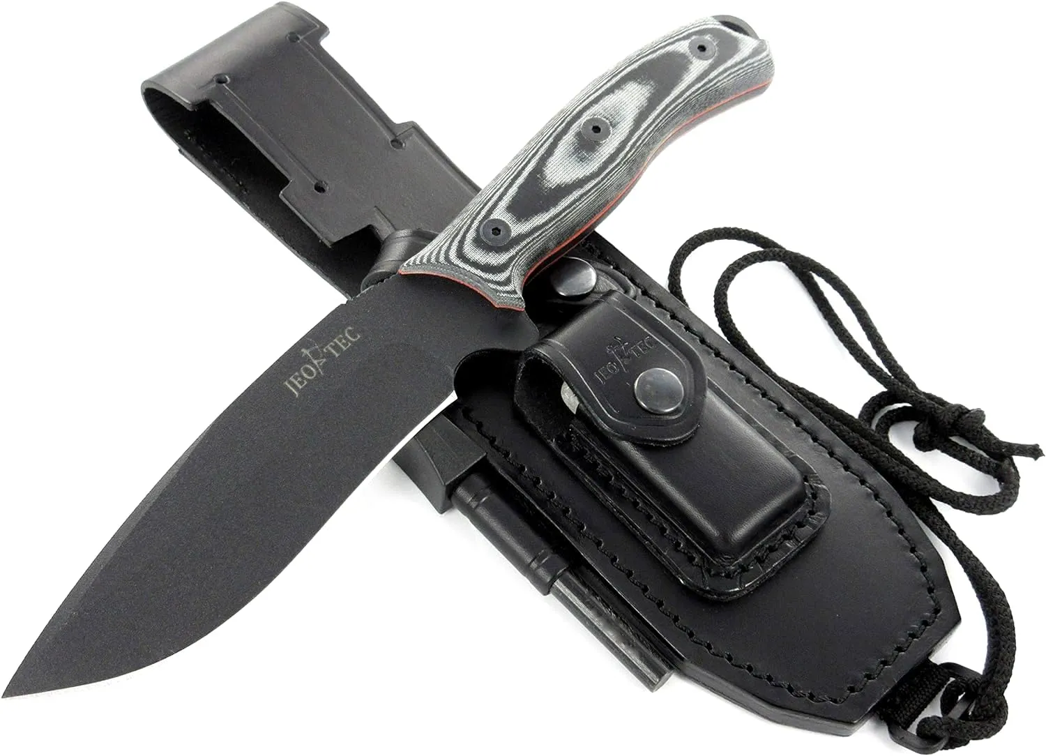 JEO-TEC Nº9 Bushcraft Survival Hunting Camping Fixed Blade Knife, MOVA Stainless Steel, 11" Overall, Multi-positioned Leather Sheath - Handmade