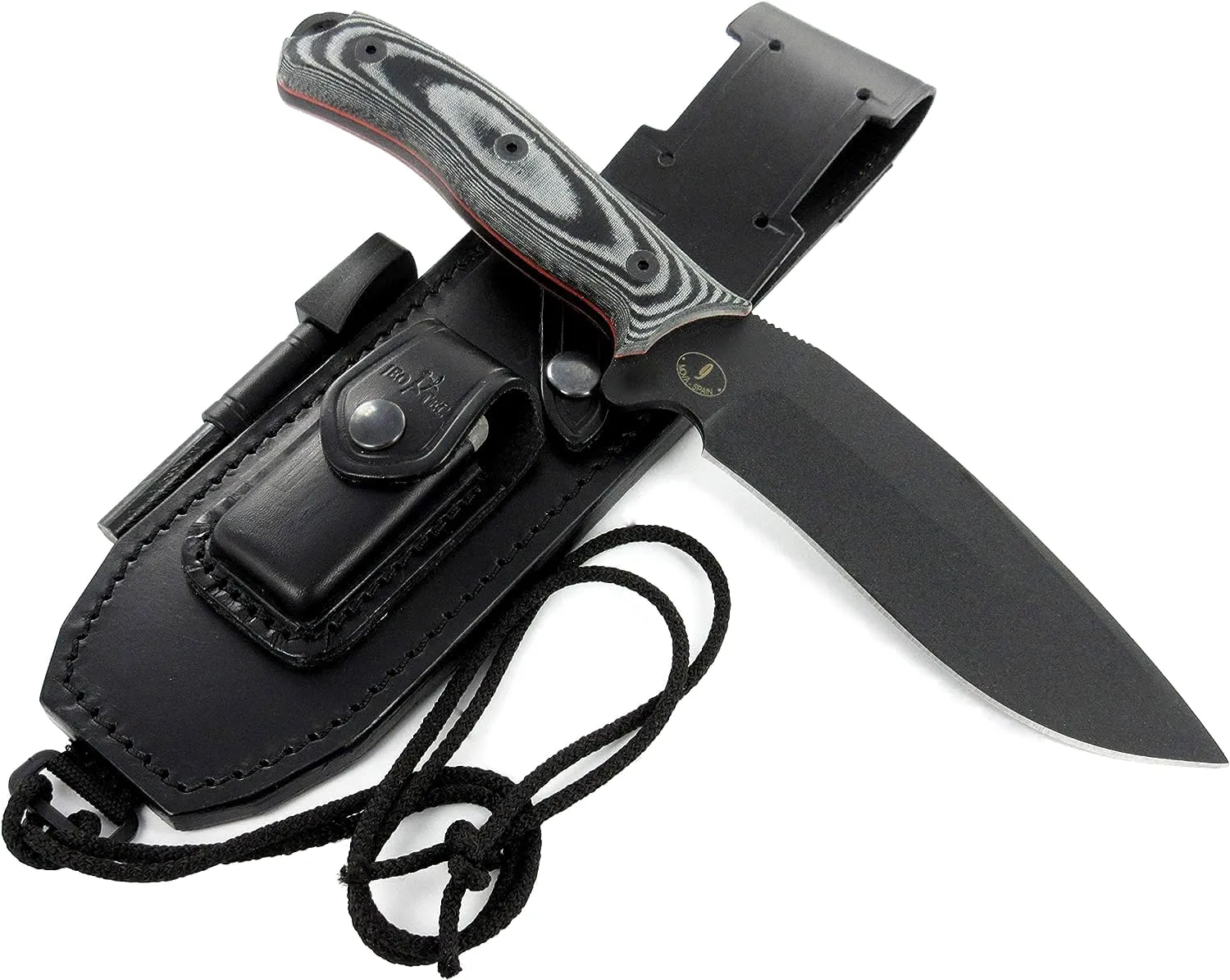 JEO-TEC Nº9 Bushcraft Survival Hunting Camping Fixed Blade Knife, MOVA Stainless Steel, 11" Overall, Multi-positioned Leather Sheath - Handmade