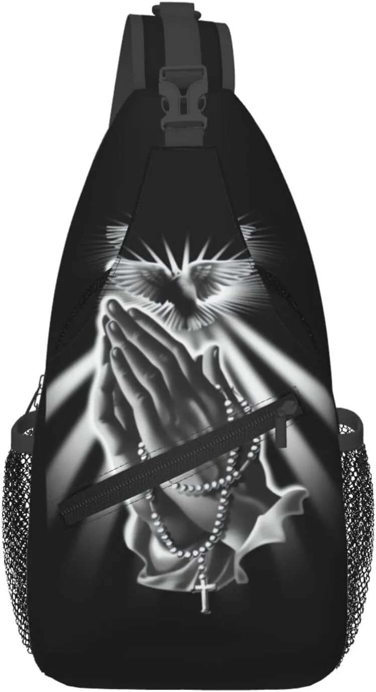 Jesus Cross Pattern Casual Backpack Bag Hiking Travel Shoulder Daypack Adjustable Sling Bags for Men Women