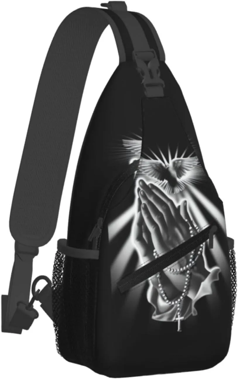 Jesus Cross Pattern Casual Backpack Bag Hiking Travel Shoulder Daypack Adjustable Sling Bags for Men Women