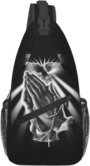 Jesus Cross Pattern Casual Backpack Bag Hiking Travel Shoulder Daypack Adjustable Sling Bags for Men Women