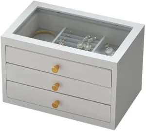 Jewelry storage box Jewelry Box Retro Wooden Drawer Jewelry Box Double/Triple Storage Box Ring Earring Necklace Bracelet Storage Box Built-in Flocking 11.81 inches Jewelr