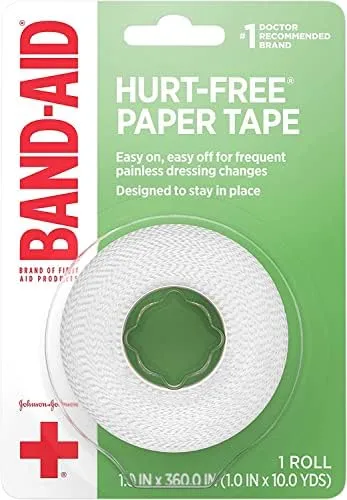 JOHNSON & JOHNSON Band-AID First Aid Paper Tape 1 Inch X 10 Yards 10 Yards (Pack of 8)