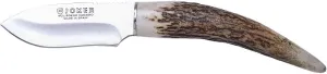 Joker Hunting knife CC57 Topo, deer horn handle, 2.95 inches blade of MOVA Steel, with brown Sheath, Tool for fishing, Hunting, camping and hiking