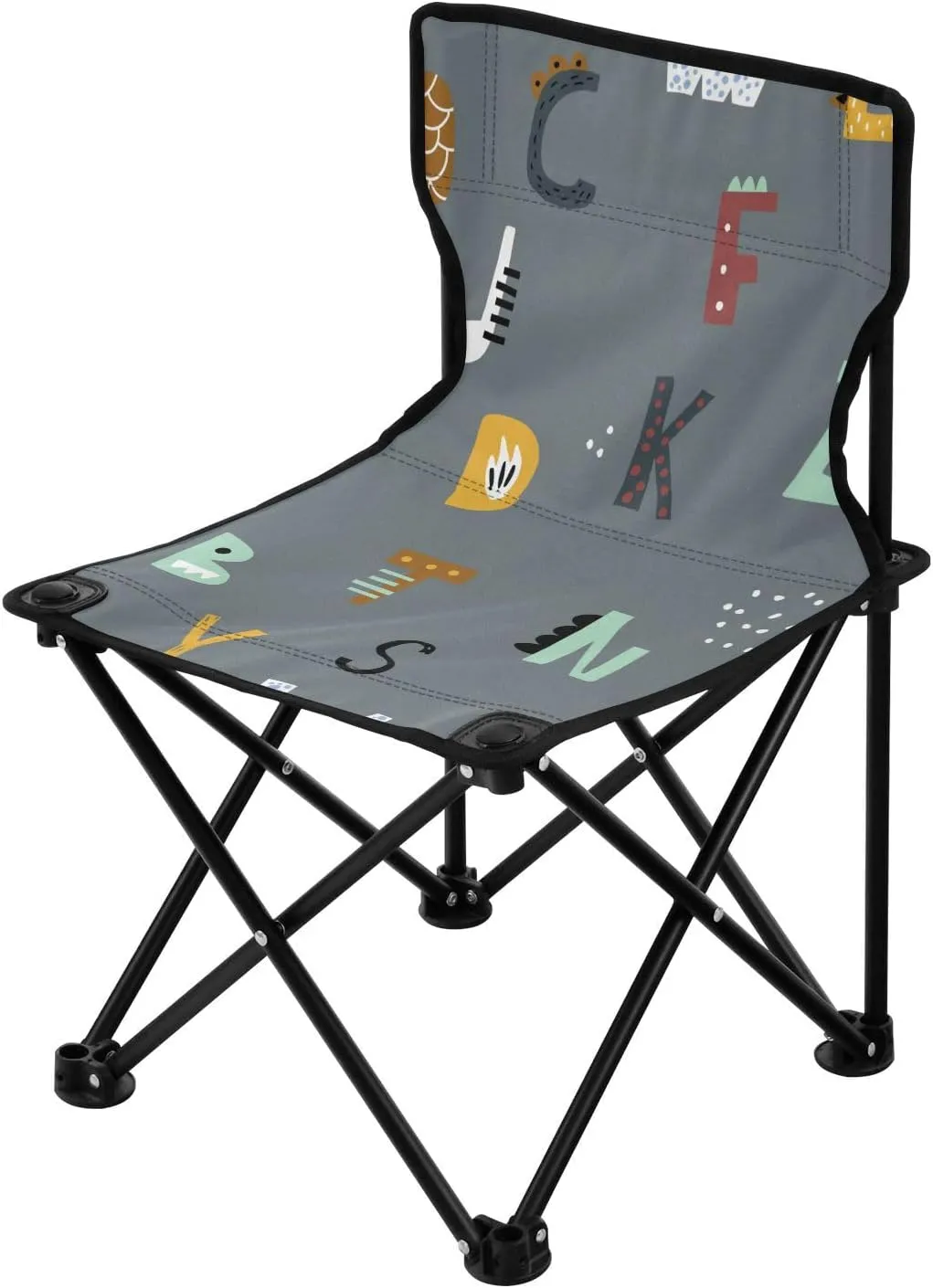 JUNZAN Collapsible Dino Alphabet Ultralight Camp Chair Ultralight Backpack Chair Includes Carry Bag Ice Fishing Chairs for Picnic Camp