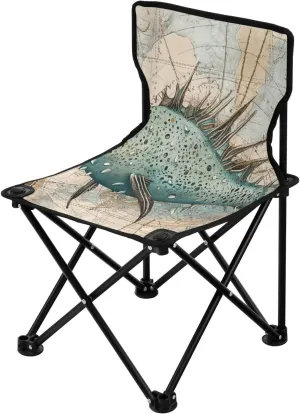 JUNZAN Compact Vintage Clownfishes Ultralight Camping Chair Lightweight Backpack Chair Includes Carry Bag Fishing Chair for Traveling Ice Fishing