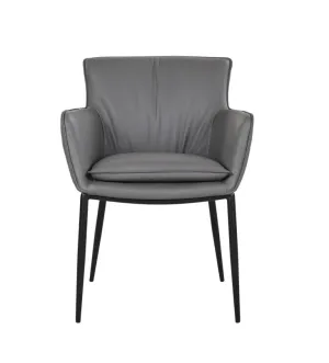 Kani Leather Armchair in Charcoal Dark Grey