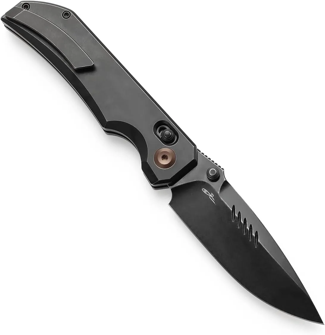 KANSEPT Eaglestrike Pocket Folding Knive, 3.73''Blackwash CPM S35VN Steel Blade, Black Titanium Handle with Thumb Stud, Axis Lock Fold for Men Women, Sharp Camping Survival Hiking Knives K1095v2