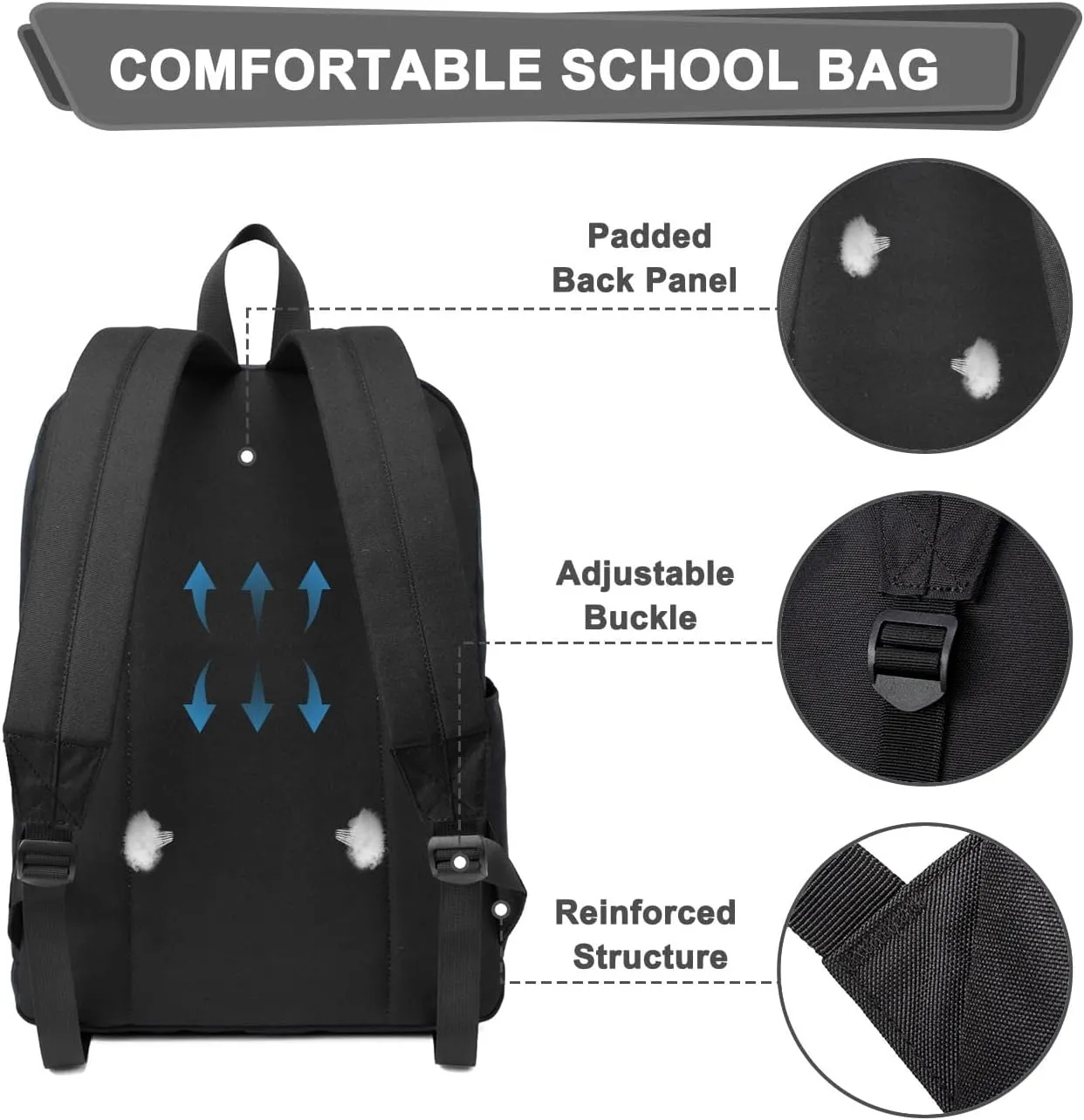 Kasqo Backpack for Women Men,Classic Lightweight Water-Resistant Bookbag for Teen Girls Boys,Travel School Casual Daypack