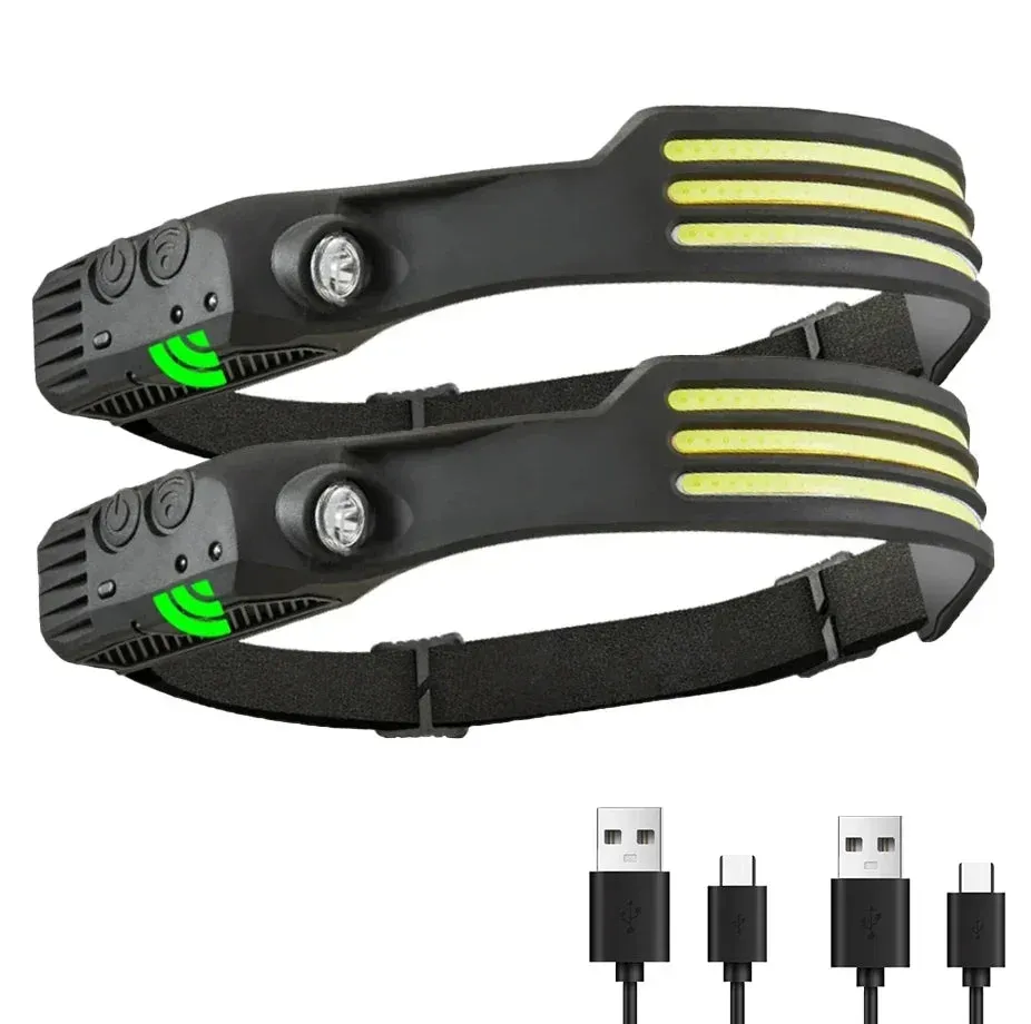 KDULIT COB LED Sensor Headlamp – USB Rechargeable 1200mAh 5-Mode Waterproof Flashlight