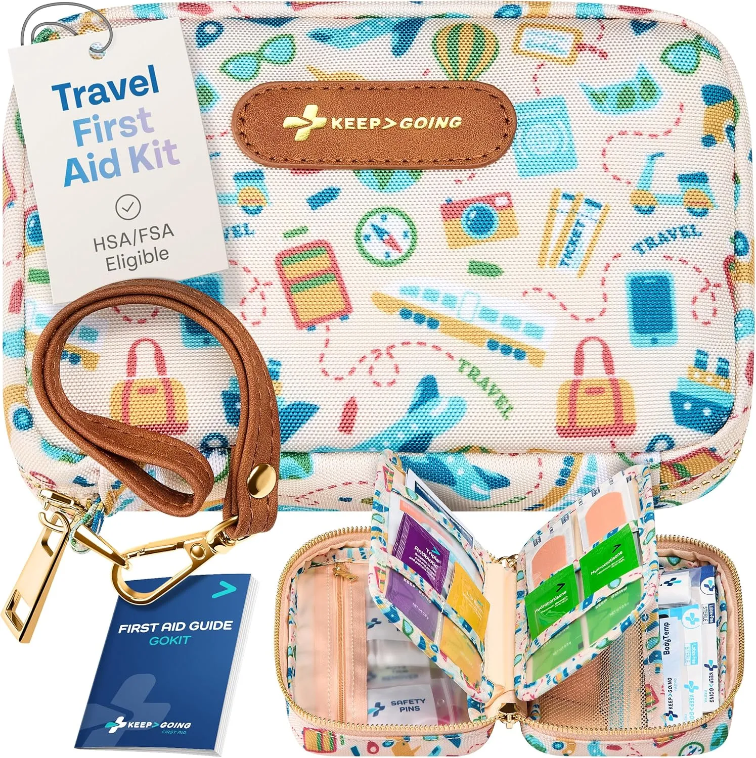 KeepGoing Travel First Aid Kit for Car, Home, Hiking, Camping and Outdoor Emergencies - First Aid Kit Travel Size TSA-Approved