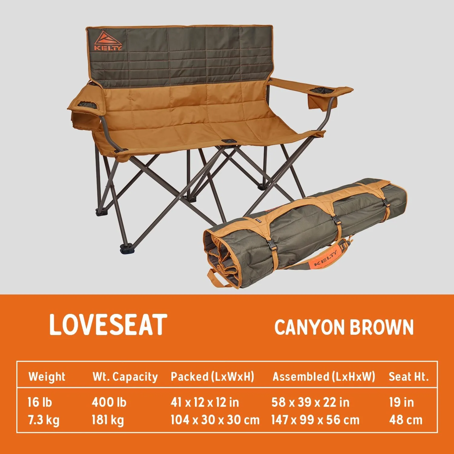 Kelty Loveseat Double Outdoor Camp Chair, 2-Person Camping, Festival, Concert Seat, Updated for 2022
