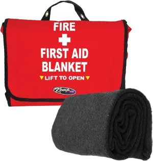 Kemp USA First-Aid Blanket Bag, Travel Essentials for Safety & Emergency - with 80% Wool Blanket Included - Lightweight and Mountable Survival Gear and Supplies (17x4.5x12.5 inches)