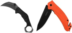 Kershaw Outlier Tactical Karambit Knife Barricade Orange Multifunction Rescue Pocket Knife