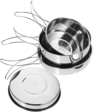 KESYOO 1Set Portable Stainless Steel Outdoor Cooking with Handle for Camping Hiking and Picnics Includes Cooking Pot and Pan for Prep