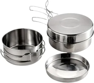 KESYOO Stainless Steel Cooking Pot Set Lightweight Compact Great for Camping Hiking BBQ