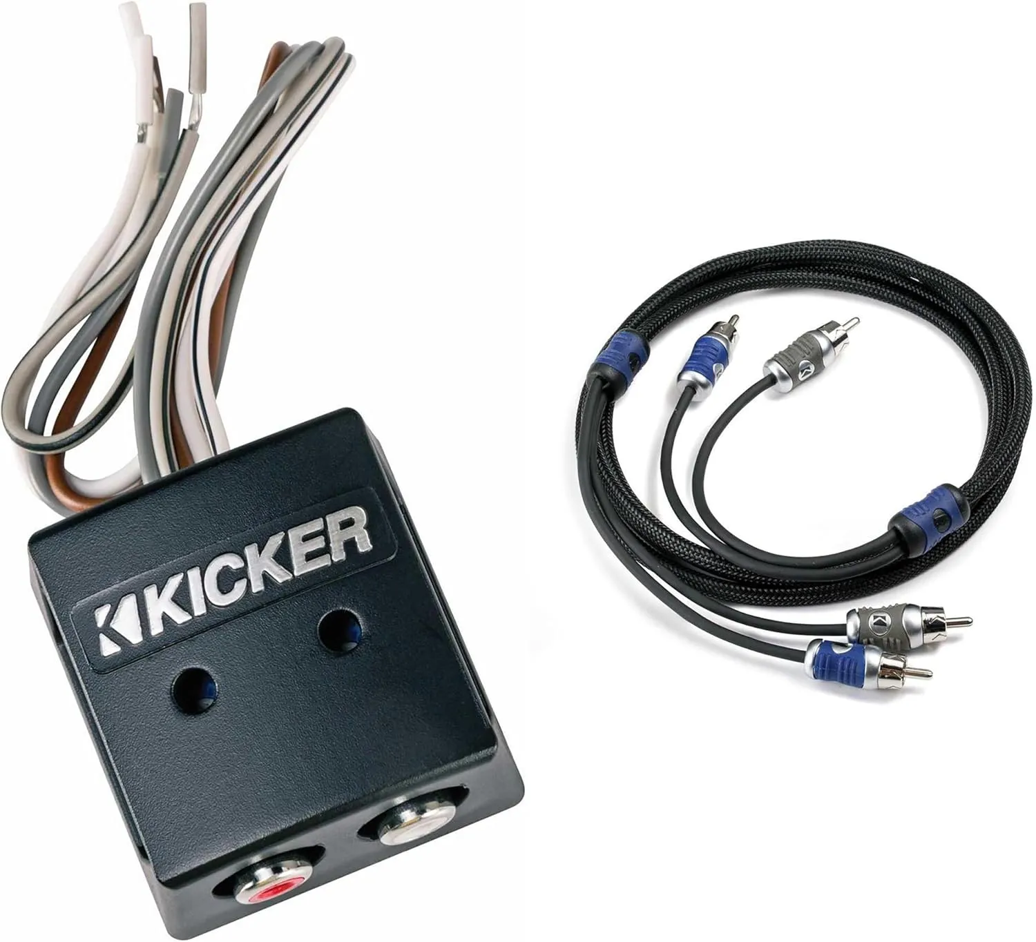 Kicker 46KISLOC K-Series Interconnect, Speaker to RCA W/Line-Out Converter & 46QI25 5 Meter 2-Channel Signal Cable