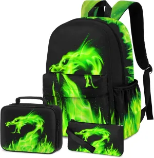 Kids Backpack for Boys，3PCS Boys Backpack with Lunch Box Set for Children Elementary Middle School Students，Lightweight School Bookbag for Travel and Daily Use