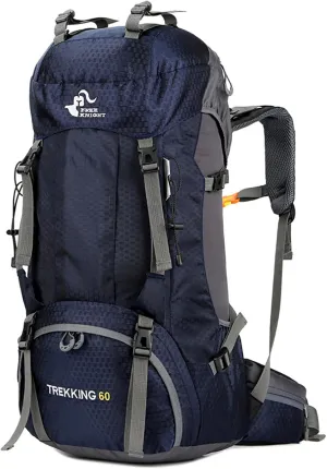 King'sGuard 60L Hiking Backpack, Waterproof Camping Backpacking Backpack for Men Outdoor Climbing Daypack (Navy)