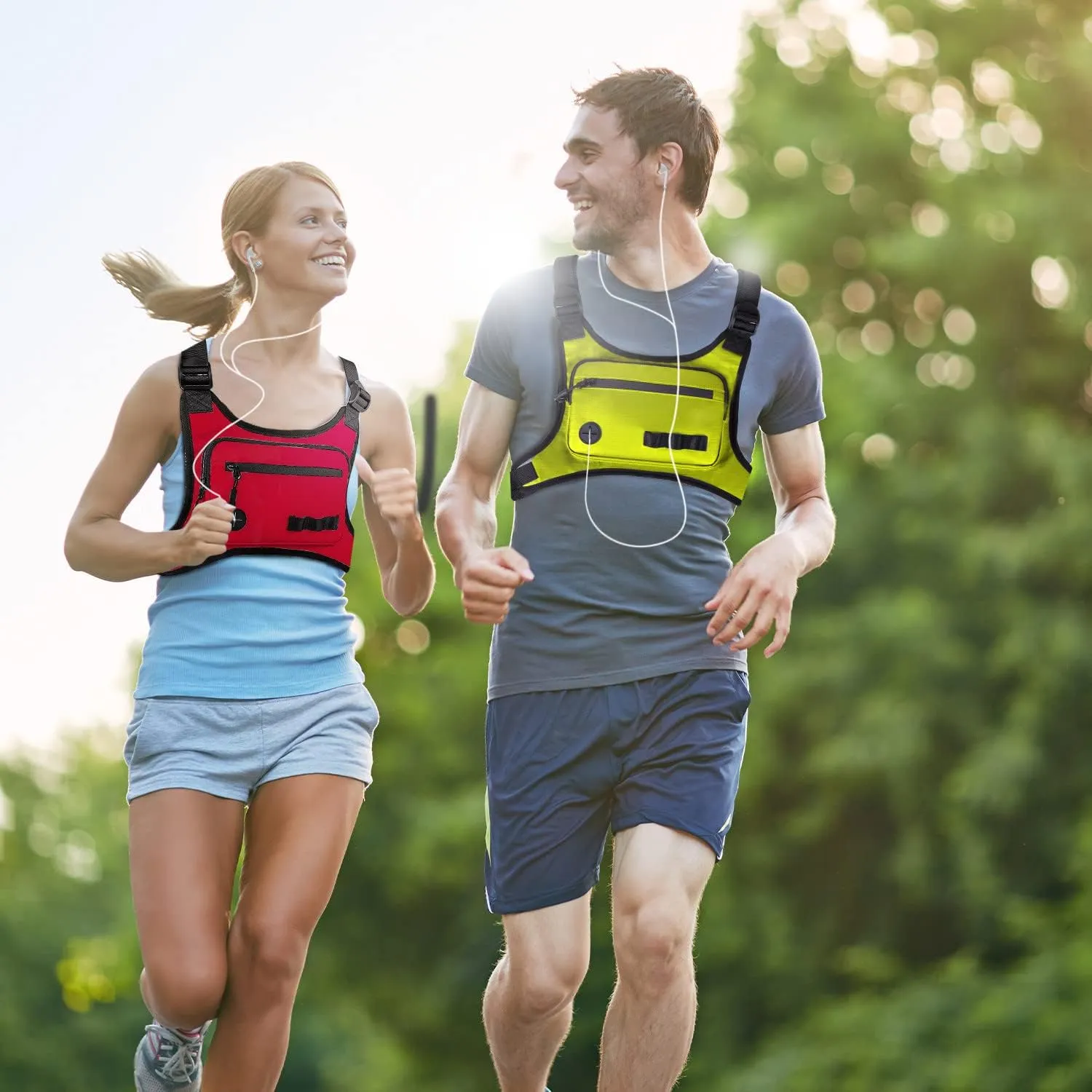 KINGSLONG Running Chest Pack, Lightweight Running Vest Water Resistant Chest Bag with Phone Holder for Workouts, Running Backpack for Men Women