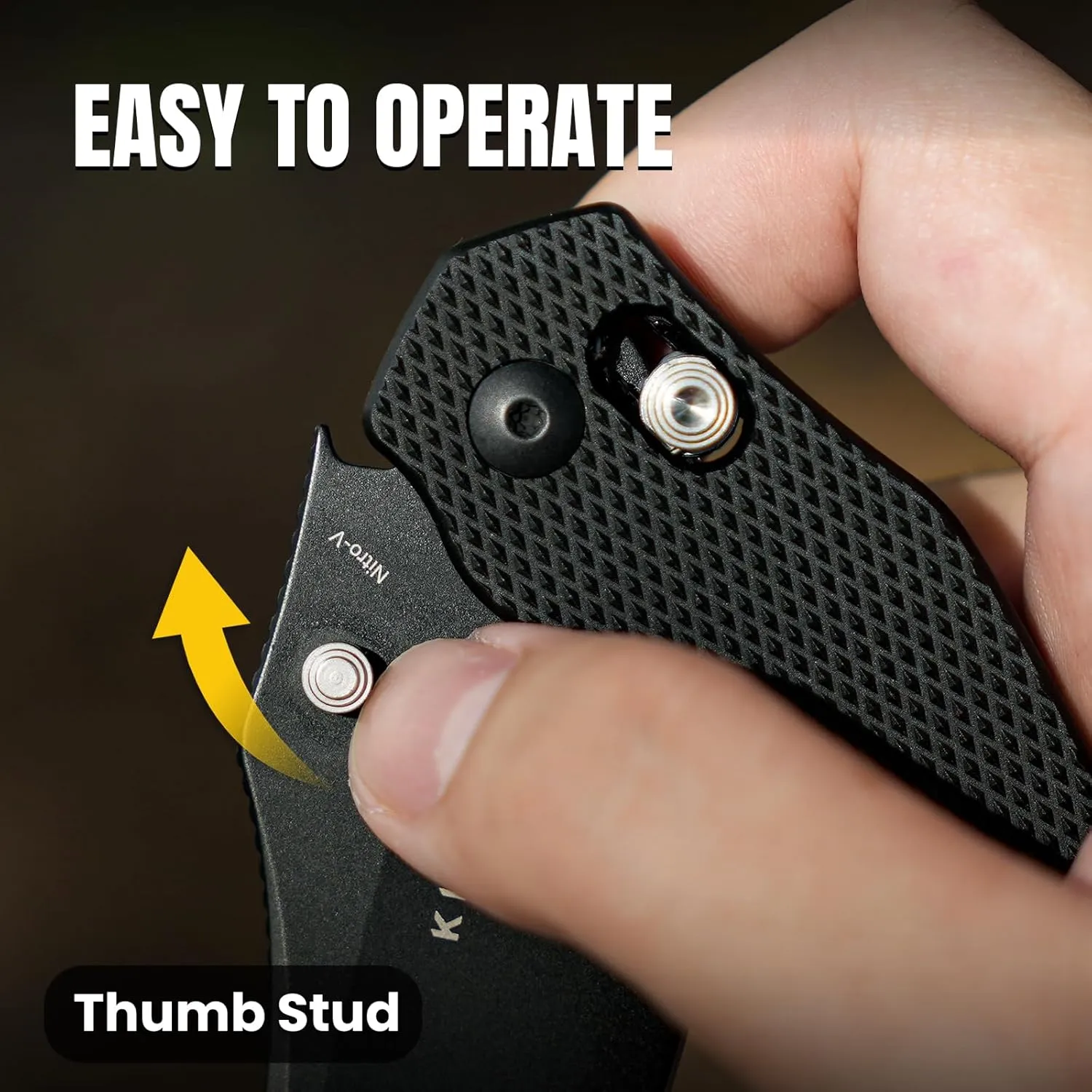 Kizer Bulldog Pocket Knife, 3 In Nitro V Steel Blade Folding Knife Aluminium Handle Camping Hunting Knife with Reversible Clip Sheepsfoot Clutch Lock Small EDC Knives for Men Women V3672A1