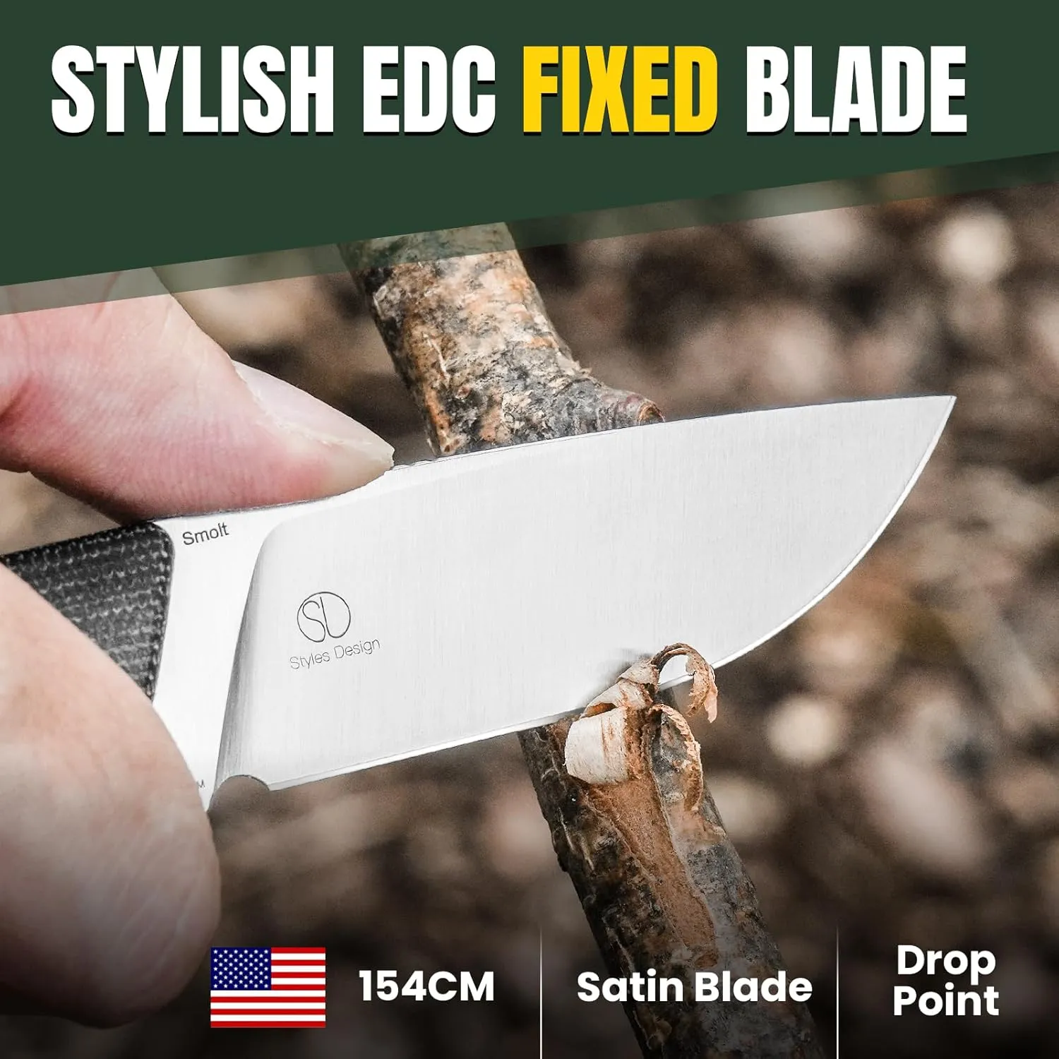 Kizer Smolt Fixed Blade Knife with Sheath, 2.93” 154CM Steel Micarta & Mkuruti Handle Fixed blade Knives, Drop Point Fixed Knife Small EDC Knife for Men Women Camping Pocket Knife 1063C1