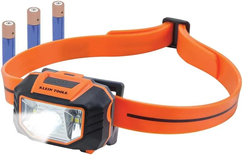 Klein Tools 56220 LED Light, Hard Hat Headlamp, Flood and Spot Light Tilts 45 Degrees, Anti-Slip Strap, for Work and Outdoor Hiking, Camping