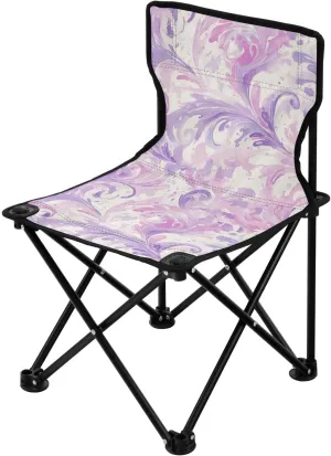 KLL Abstract Watercolor Feather Lilac Purple Light Pink Packable Heavy Duty Camping Chairs Ultralight Beach Chair Backpack with Carrying Bag Hiking Chairs Backpacking Ultralight for Indoor Lawn