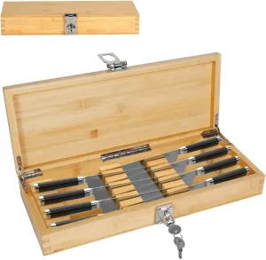 Knife Storage Box with Lock - Kitchen Lockable Bamboo Knife Organizer, Kids Safe in Drawer Knife Block, Multi Purpose Lock Box - Knives Not Included