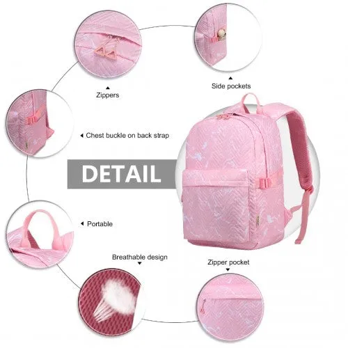 Kono Water-Resistant School Backpack With Secure Laptop Compartment - Pink