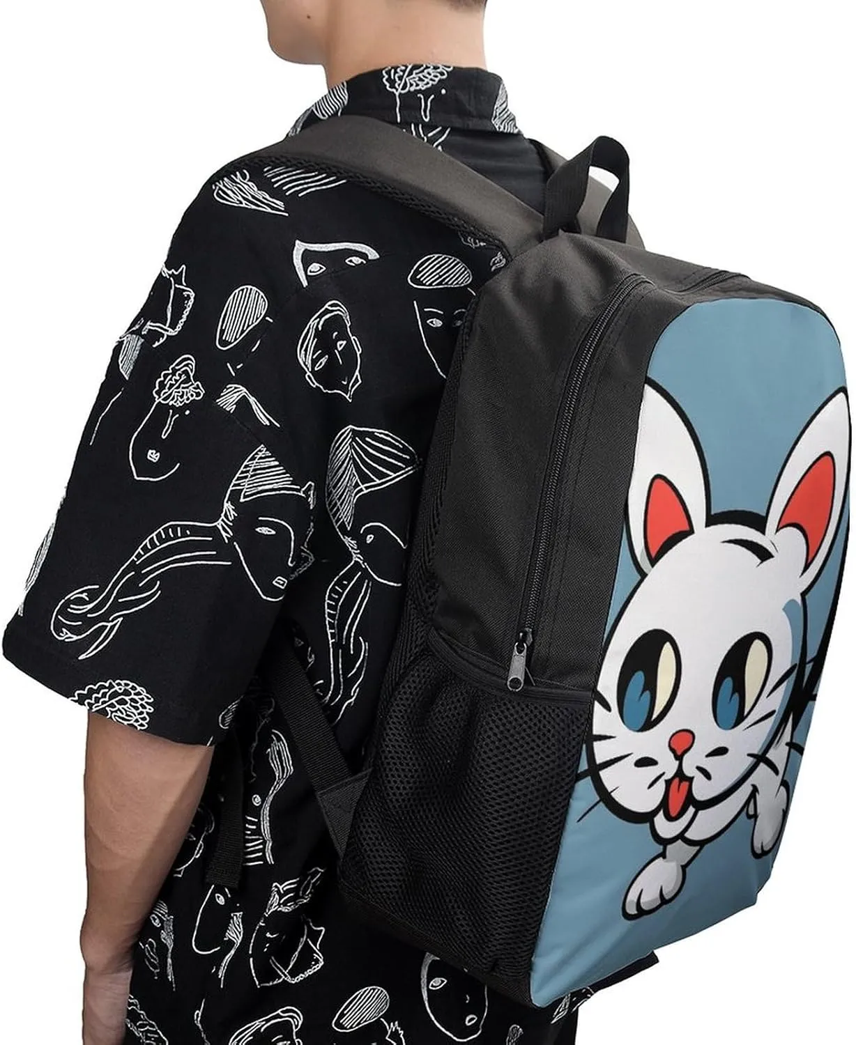 Laptop Backpack for Men 17 Inch Naughty Cat Work Casual Backpack Lightweight Travel Shoulder Bag