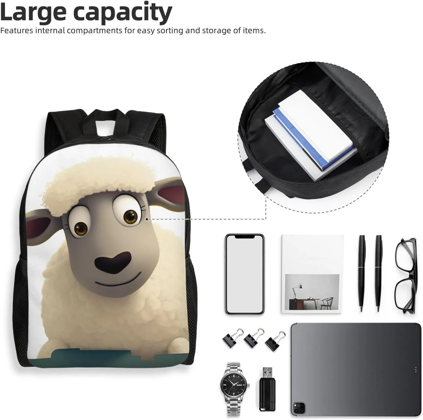 Laptop Backpack for Men Women Lightweight Backpack Sheep Rucksack Laptop Bag Daypack for Travel