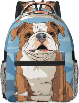 Laptop Backpack for Men Women Lightweight Travel Backpack bulldog seamless illustration Daypack Laptop Bag for Travel