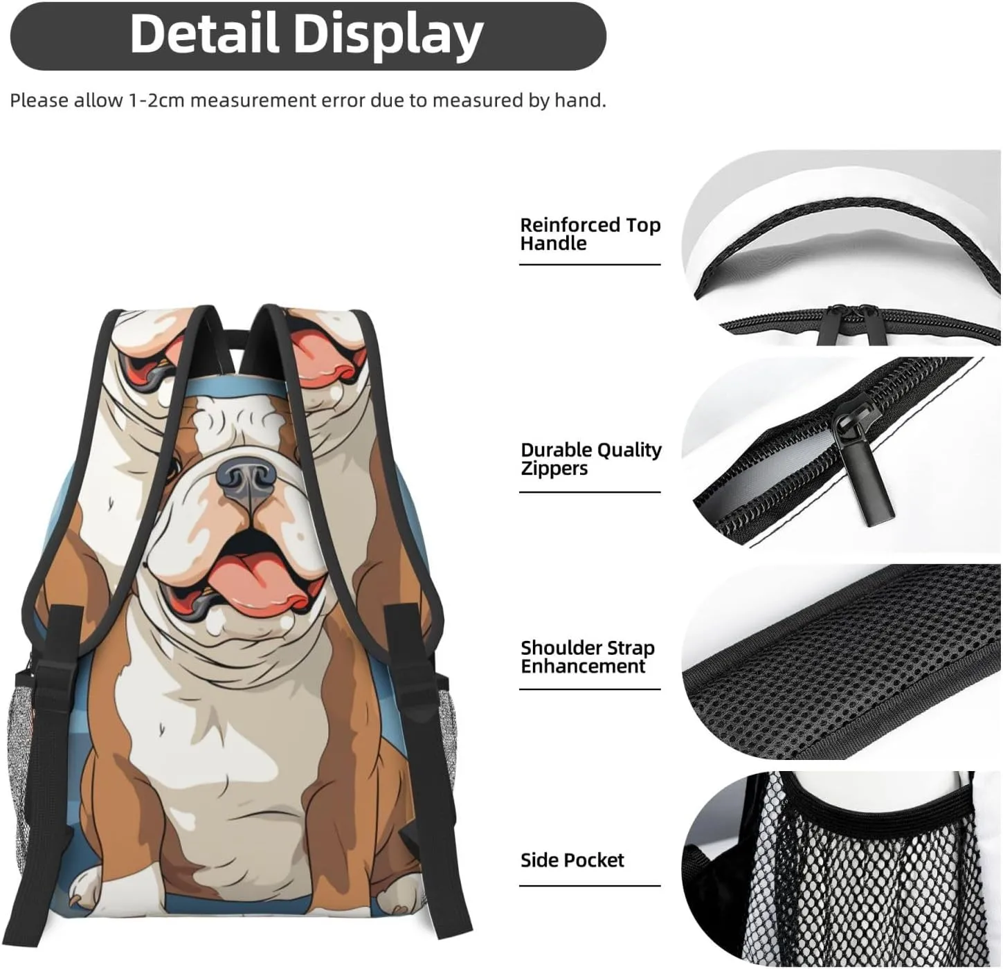 Laptop Backpack for Men Women Lightweight Travel Backpack bulldog seamless illustration Daypack Laptop Bag for Travel