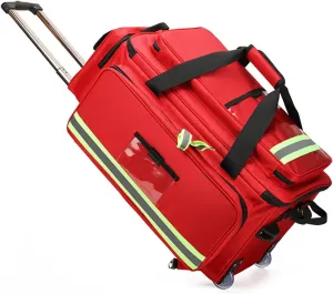 Large Capacity Trolley Box Type First Aid Kit, Multi-Functional Trauma Bag, Portable Emergency Survival Medical Backpack(Red)